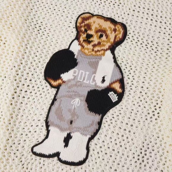 Polo by Ralph White openwork wool sweater with boxing bear pattern - Picture 8 of 10